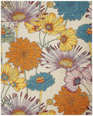 HomeRoots 5' Cream Floral Power Loom Area Rug - Timeless Elegance for Living Rooms, Bedrooms & Dining Areas 8' X 10' 550733