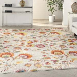HomeRoots 8' Cream Floral Power Loom Area Rug - Timeless Elegance for Every Room, Durable & Low-Maintenance Design 8' X 10' 550735