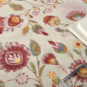 HomeRoots 8' Cream Floral Power Loom Area Rug - Timeless Elegance for Every Room, Durable & Low-Maintenance Design 8' X 10' 550735