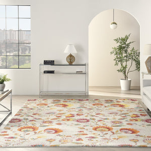 HomeRoots 8' Cream Floral Power Loom Area Rug - Timeless Elegance for Every Room, Durable & Low-Maintenance Design 8' X 10' 550735
