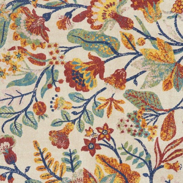 Homeroots 8' X 10' Cream Floral Power Loom Area Rug  Polypropylene 550736