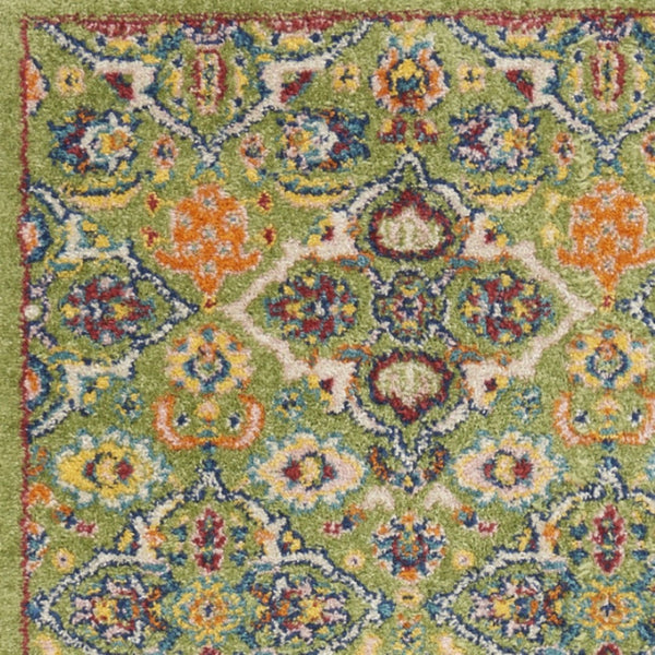 Homeroots 10' Green And Red Floral Runner Rug - Durable Polypropylene, Stylish Design For Hallways & More!  Polypropylene 550737