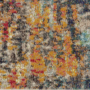 Homeroots 7' X 10' Blue Ivory And Orange Abstract Non Skid Area Rug  Polypropylene 550740