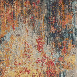 Homeroots 7' X 10' Blue Ivory And Orange Abstract Non Skid Area Rug  Polypropylene 550740