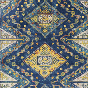 Homeroots 8' X 10' Blue And Yellow Oriental Power Loom Area Rug  Polypropylene 550741