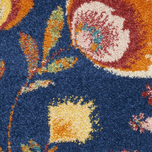 HomeRoots 8' Navy Blue Floral Area Rug – Timeless Elegance for High-Traffic Spaces with Durable Power Loom Design 8' X 10' 550742