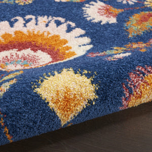 HomeRoots 8' Navy Blue Floral Area Rug – Timeless Elegance for High-Traffic Spaces with Durable Power Loom Design 8' X 10' 550742
