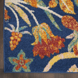 HomeRoots 5' Blue and Yellow Floral Power Loom Area Rug – Classic Design for Living Rooms and High-Traffic Areas 8' X 10' 550743