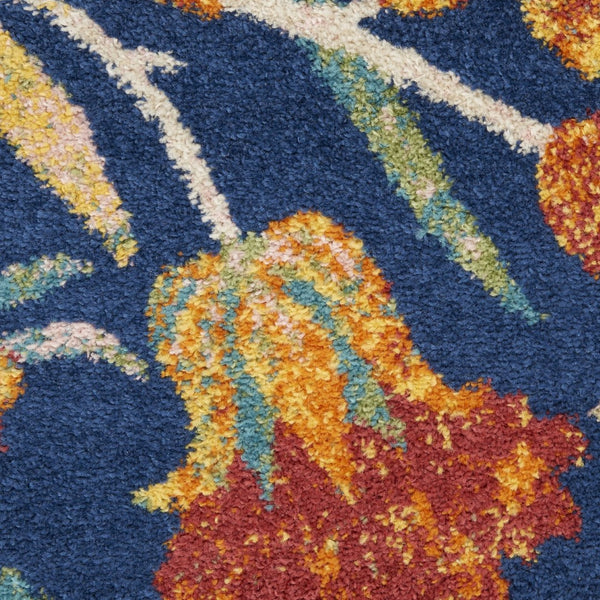 HomeRoots 5' Blue and Yellow Floral Power Loom Area Rug – Classic Design for Living Rooms and High-Traffic Areas 8' X 10' 550743