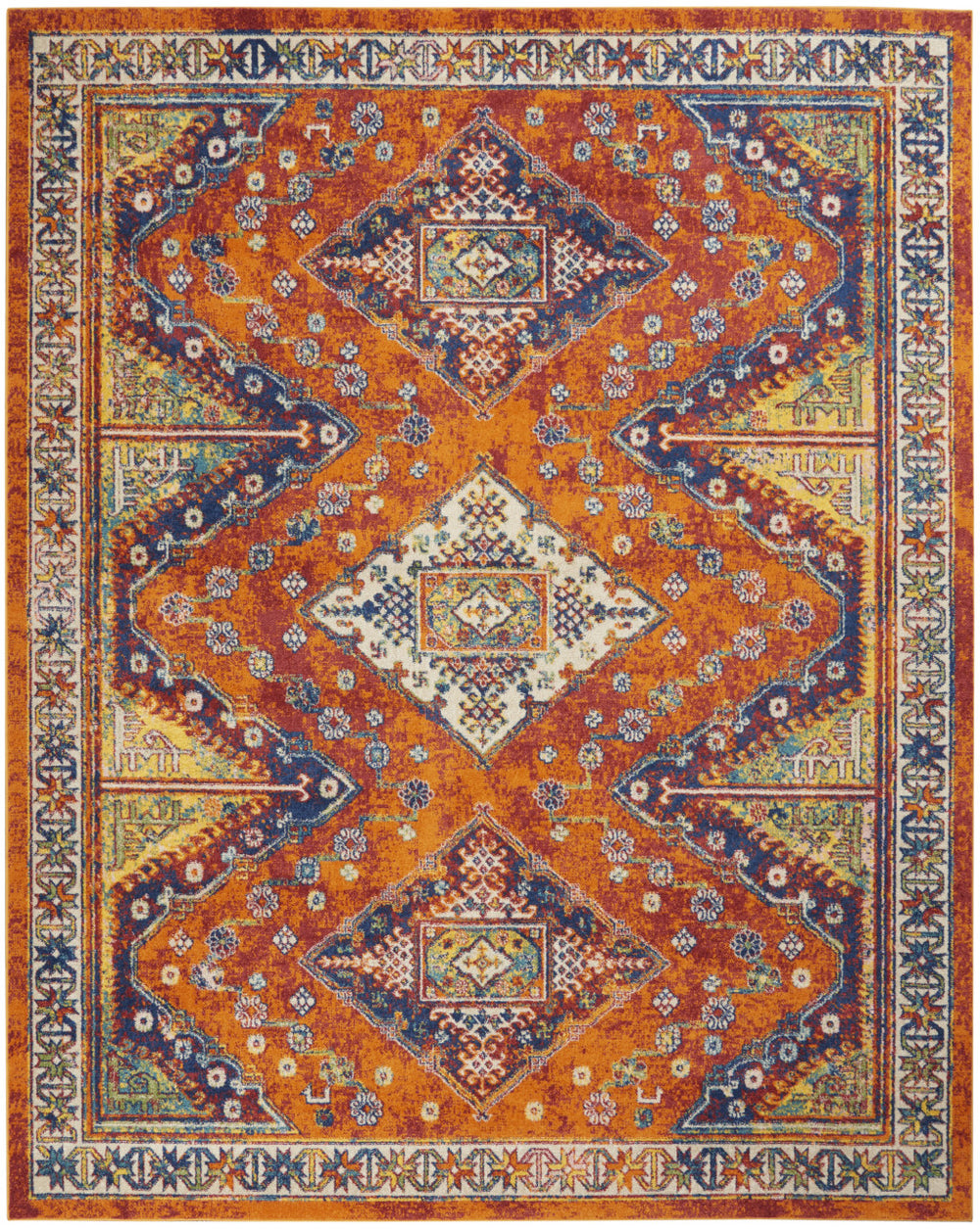 Homeroots 8' X 10' Orange Oriental Power Loom Area Rug  Polypropylene 550744