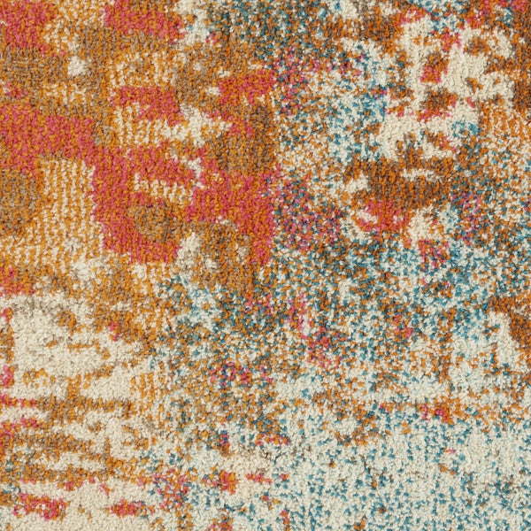 HomeRoots 7' Abstract Distressed Area Rug in Ivory, Red, and Pink - Durable Non-Skid Design for Busy Homes 7' X 10' 550745