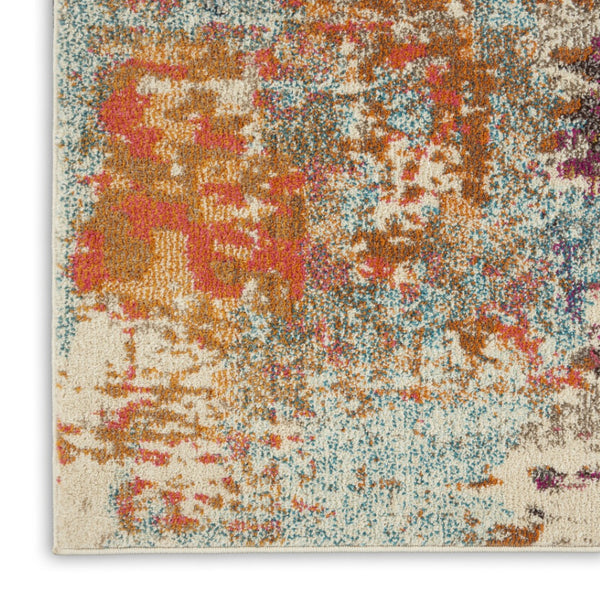 HomeRoots 7' Abstract Distressed Area Rug in Ivory, Red, and Pink - Durable Non-Skid Design for Busy Homes 7' X 10' 550745