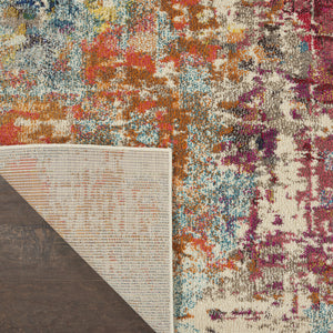 Homeroots 7' X 10' Ivory Red And Pink Abstract Distressed Non Skid Area Rug  Polypropylene 550745