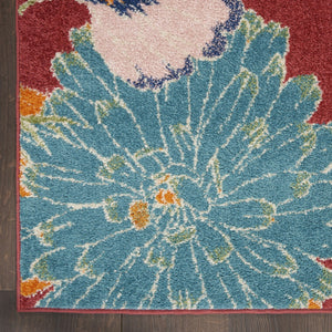 HomeRoots 8' Tropical Floral Area Rug in Vibrant Orange and Red - Durable Power Loomed Design for Modern Spaces 8' X 10' 550746