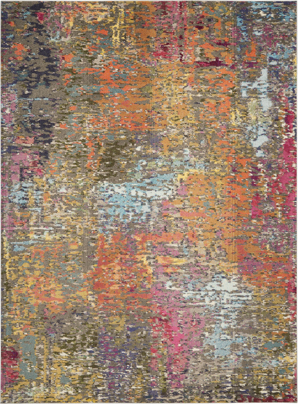 Homeroots 7' X 10' Blue And Orange Abstract Non Skid Area Rug  Polypropylene 550747