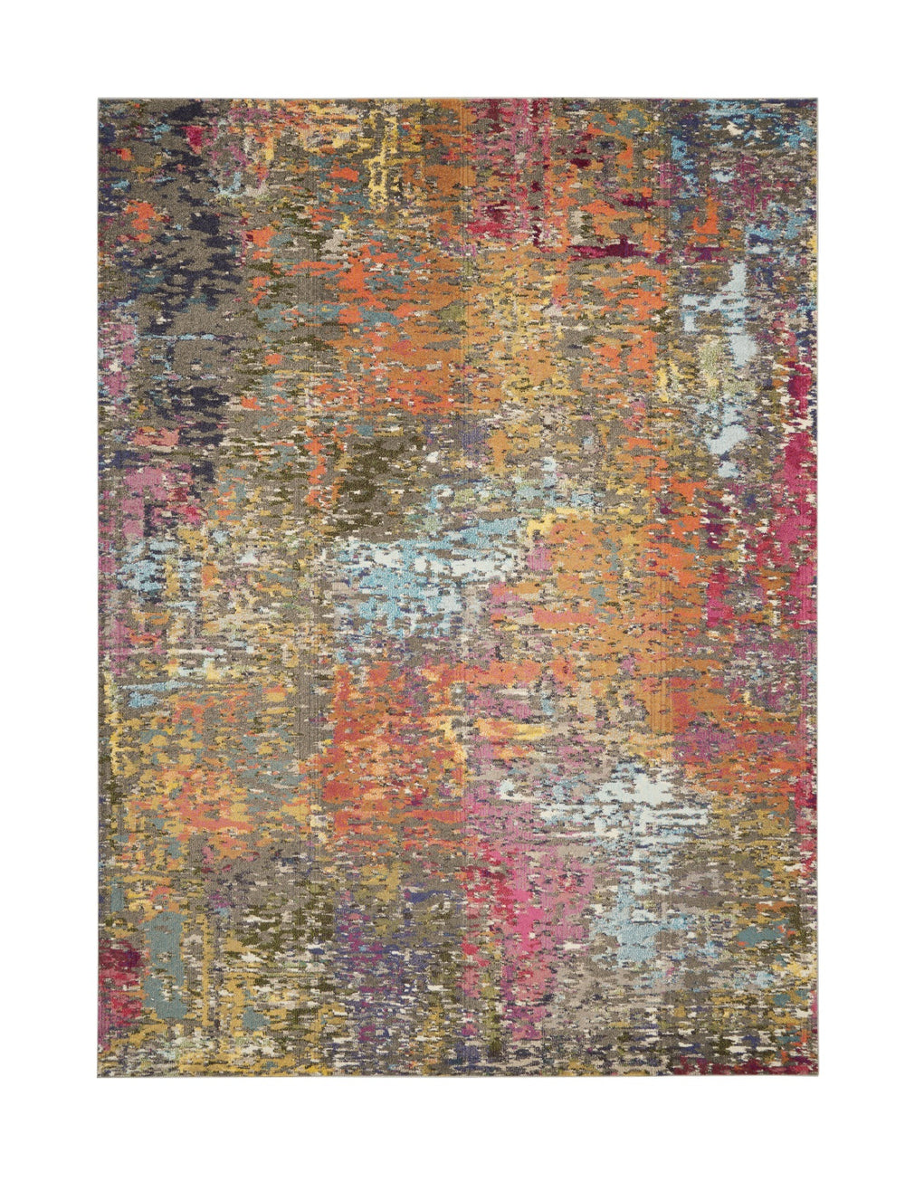 Homeroots 7' X 10' Blue And Orange Abstract Non Skid Area Rug  Polypropylene 550747