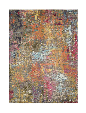 Homeroots 7' X 10' Blue And Orange Abstract Non Skid Area Rug  Polypropylene 550747