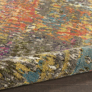 HomeRoots 7' Abstract Blue and Orange Non-Skid Area Rug - Durable, Stain Resistant, Perfect for Family Spaces 7' X 10' 550747