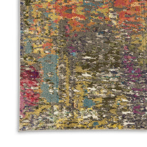 HomeRoots 7' Abstract Blue and Orange Non-Skid Area Rug - Durable, Stain Resistant, Perfect for Family Spaces 7' X 10' 550747