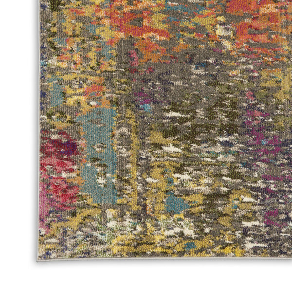 HomeRoots 7' Abstract Blue and Orange Non-Skid Area Rug - Durable, Stain Resistant, Perfect for Family Spaces 7' X 10' 550747