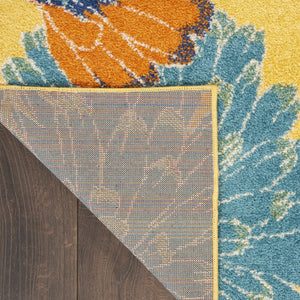 Homeroots 8' X 10' Yellow Tropical Floral Power Loom Area Rug  Polypropylene 550749