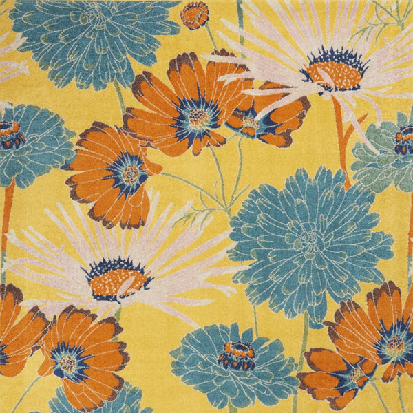 Homeroots 8' X 10' Yellow Tropical Floral Power Loom Area Rug  Polypropylene 550749