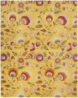 Homeroots 8' X 10' Yellow Floral Power Loom Area Rug  Polypropylene 550750