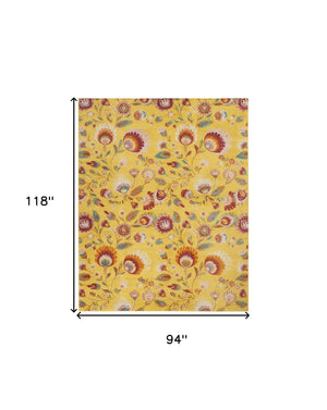 Homeroots 8' X 10' Yellow Floral Power Loom Area Rug  Polypropylene 550750