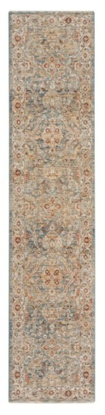 HomeRoots 10 Foot Ivory Floral Medallion Runner Rug Distressed Vintage Style Hallway Accent 550756