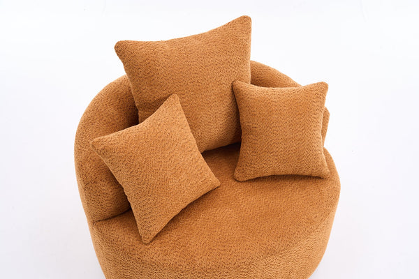 English Elm 360° Swivel Accent Barrel Chair with 3 Removable Pillows, High-Resilience Foam, Ergonomic Curved Back, Orange - Durable Stylish Seat W2231P261424