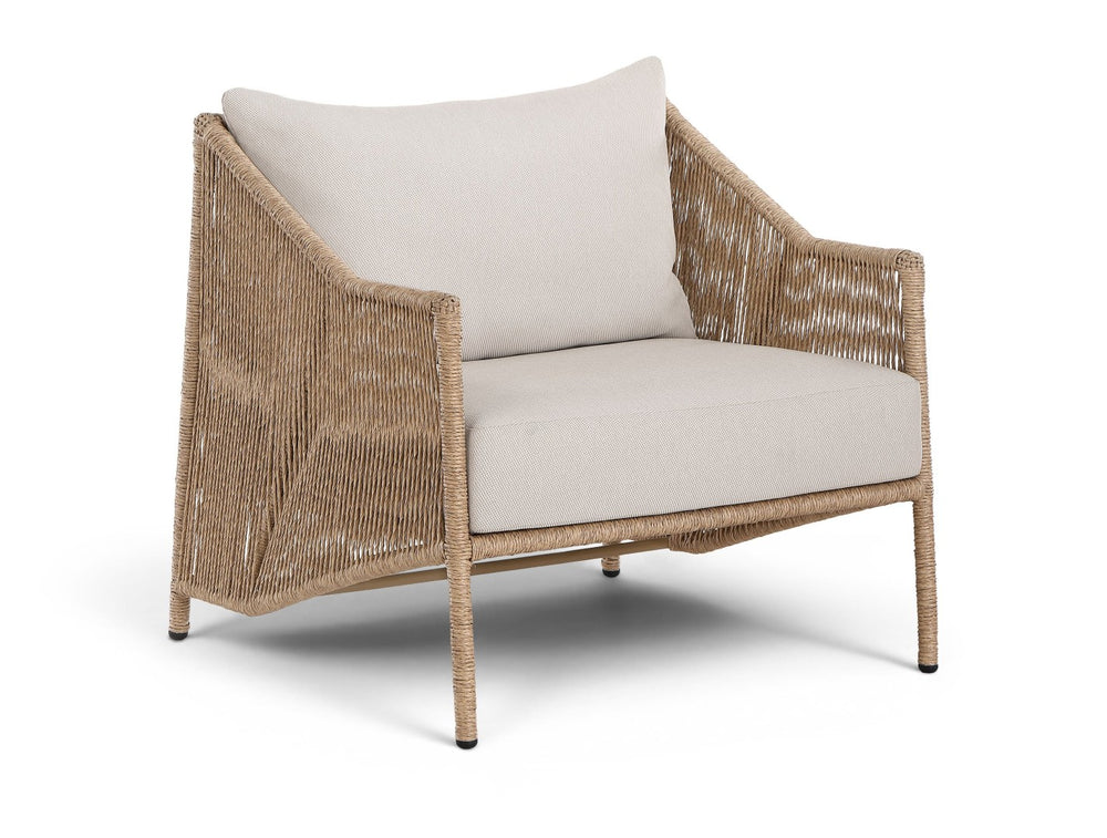 Meridian Furniture Coastline Wicker Outdoor Accent Chair with Olefin Fabric for Patio or Poolside 55075Beige-C