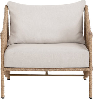 Meridian Furniture Coastline Wicker Outdoor Accent Chair with Olefin Fabric for Patio or Poolside 55075Beige-C
