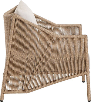 Meridian Furniture Coastline Wicker Outdoor Accent Chair with Olefin Fabric for Patio or Poolside 55075Beige-C