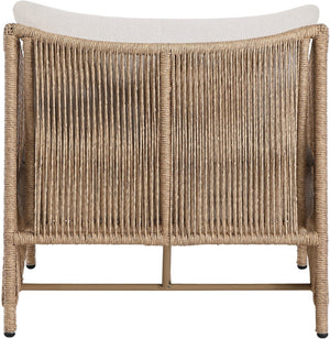 Meridian Furniture Coastline Wicker Outdoor Accent Chair with Olefin Fabric for Patio or Poolside 55075Beige-C