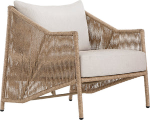 Meridian Furniture Coastline Wicker Outdoor Accent Chair with Olefin Fabric for Patio or Poolside 55075Beige-C