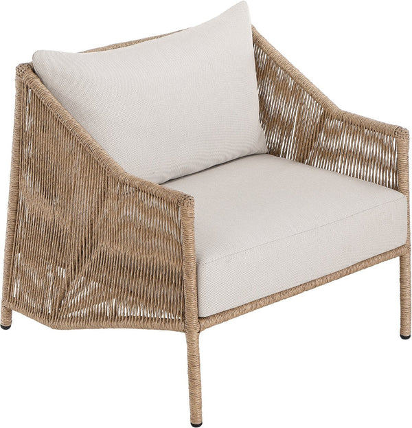Meridian Furniture Coastline Wicker Outdoor Accent Chair with Olefin Fabric for Patio or Poolside 55075Beige-C