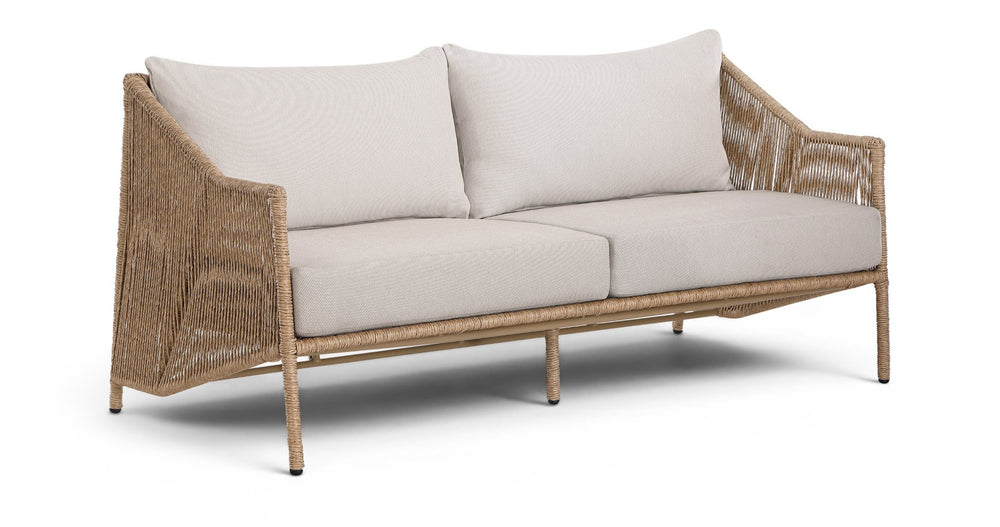 Meridian Furniture Coastline Wicker Outdoor Loveseat with Olefin Cushions for Patio and Poolside 55075Beige-L