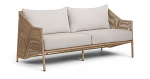 Meridian Furniture Coastline Wicker Outdoor Loveseat with Olefin Cushions for Patio and Poolside 55075Beige-L