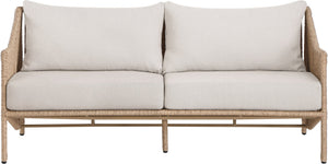 Meridian Furniture Coastline Wicker Outdoor Loveseat with Olefin Cushions for Patio and Poolside 55075Beige-L