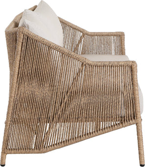 Meridian Furniture Coastline Wicker Outdoor Loveseat with Olefin Cushions for Patio and Poolside 55075Beige-L