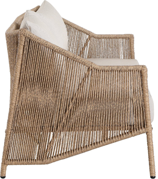 Meridian Furniture Coastline Wicker Outdoor Loveseat with Olefin Cushions for Patio and Poolside 55075Beige-L