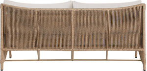 Meridian Furniture Coastline Wicker Outdoor Loveseat with Olefin Cushions for Patio and Poolside 55075Beige-L