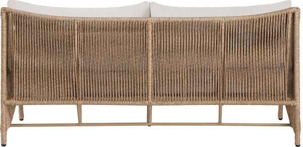 Meridian Furniture Coastline Wicker Outdoor Loveseat with Olefin Cushions for Patio and Poolside 55075Beige-L