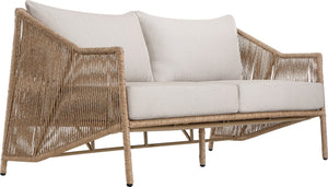 Meridian Furniture Coastline Wicker Outdoor Loveseat with Olefin Cushions for Patio and Poolside 55075Beige-L