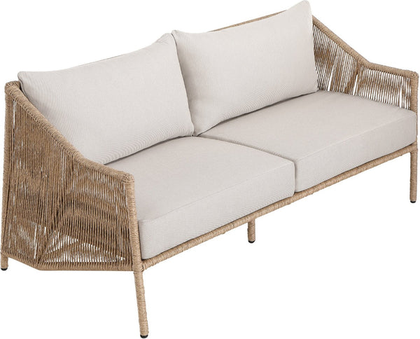 Meridian Furniture Coastline Wicker Outdoor Loveseat with Olefin Cushions for Patio and Poolside 55075Beige-L