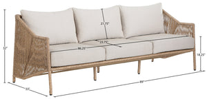 Meridian Furniture Coastline Wicker Outdoor Sofa with Uv Resistant Olefin Fabric for Patio Lounging 55075Beige-S