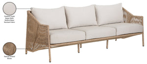 Meridian Furniture Coastline Wicker Outdoor Sofa with Uv Resistant Olefin Fabric for Patio Lounging 55075Beige-S