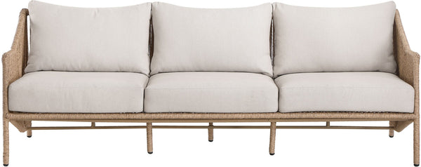 Meridian Furniture Coastline Wicker Outdoor Sofa with Uv Resistant Olefin Fabric for Patio Lounging 55075Beige-S