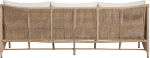 Meridian Furniture Coastline Wicker Outdoor Sofa with Uv Resistant Olefin Fabric for Patio Lounging 55075Beige-S