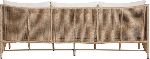 Meridian Furniture Coastline Wicker Outdoor Sofa with Uv Resistant Olefin Fabric for Patio Lounging 55075Beige-S